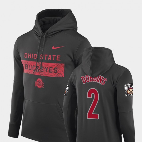 Ohio State Buckeyes J.K. Dobbins Men's #2 Performance Sideline Seismic Anthracite College Football Hoodie 2404NZBB3